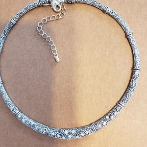 A vintage silver and rhinestone choker